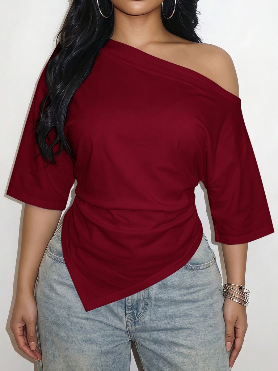 Slaydiva Women T-Shirts - Burgundy - View 1