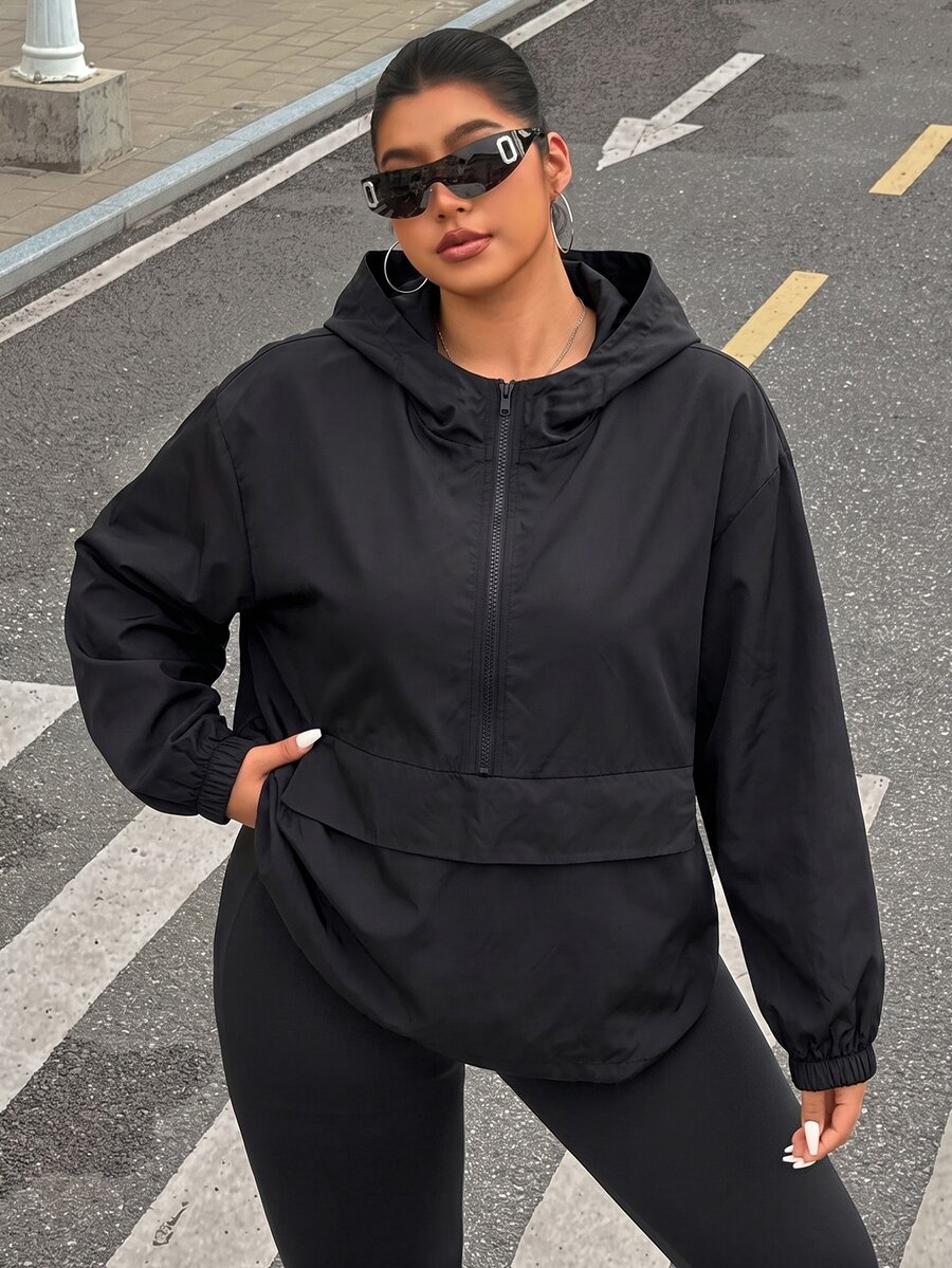 Muchica Plus Size Jackets Fall - Black - View 1