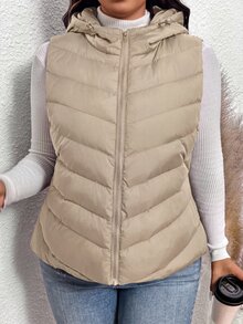 SHEIN Frenchy Plus Size Winter Coats - Cream - View 3