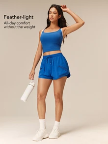 OutZeal Contrast Mesh Drawstring Waist Sports Shorts - Royal Blue - View 3