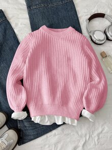 SHEIN Tween Girls Sweaters - Grey - View 4