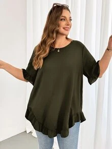 Shapeblank Blusas Extra Grandes - Verde militar - Ver 4
