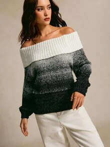 CielaLinda Off Shoulder Colorblock Sweater - Multicolor - View 3