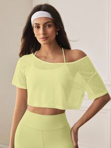 Eassivo Women Sports Tees Tanks Gym Light Yellow Athleisure Athletic - Light Yellow - View 6