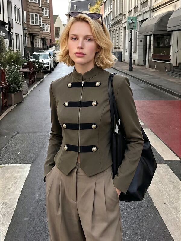 Struktiv Button Front Zip Placket Jacket