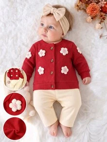 SHEIN Newborn Baby Sets - Red - View 1