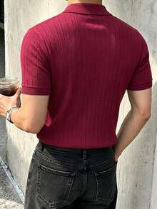 JOLTRO Men Solid Short Sleeve Polo Shirt - Burgundy - View 2