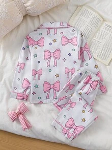 SHEIN بيجامات طفلة صغيرة - وردي - مشاهدة 3