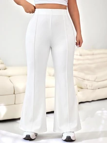 SHEIN EZwear 大碼西裝褲 - 白色 - 查看 8