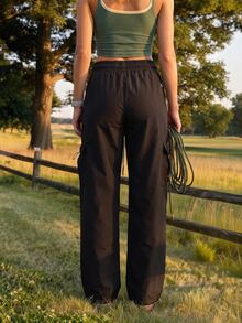 SHEIN Women Hiking Pants - Black - View 2