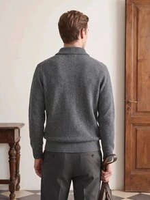 Manfinity CityGents Suéter de manga raglán de color sólido para hombre - Gris Oscuro - Ver 2