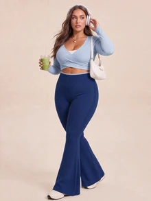 SHEIN Rhythm Era Women Plus Size Sports Leggings & Pants - Navy Blue - View 1