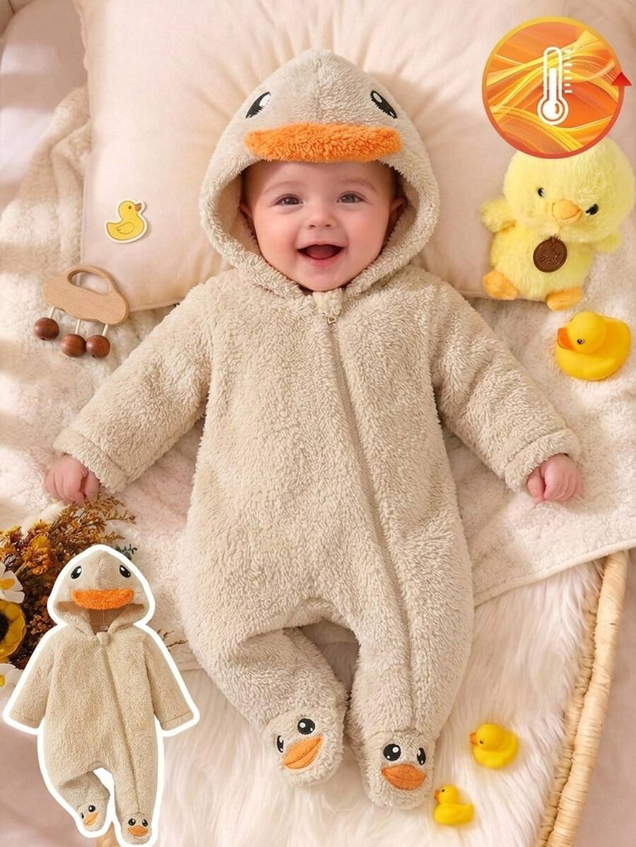 SHEIN Newborn Baby Jumpsuits - Apricot - View 1