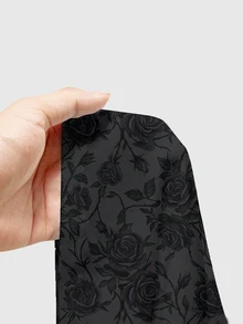 ROMWE Goth Allover Floral Print Slim Fit Cami Top - Black - View 5
