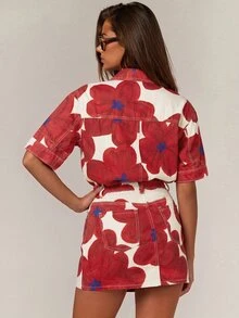 Athîral Denim 花卉印花鈕扣前襟牛仔洋裝 - 彩色 - 查看 2