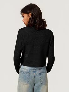 SHEIN BASICS 女士開襟衫 - 黑色 - 查看 5