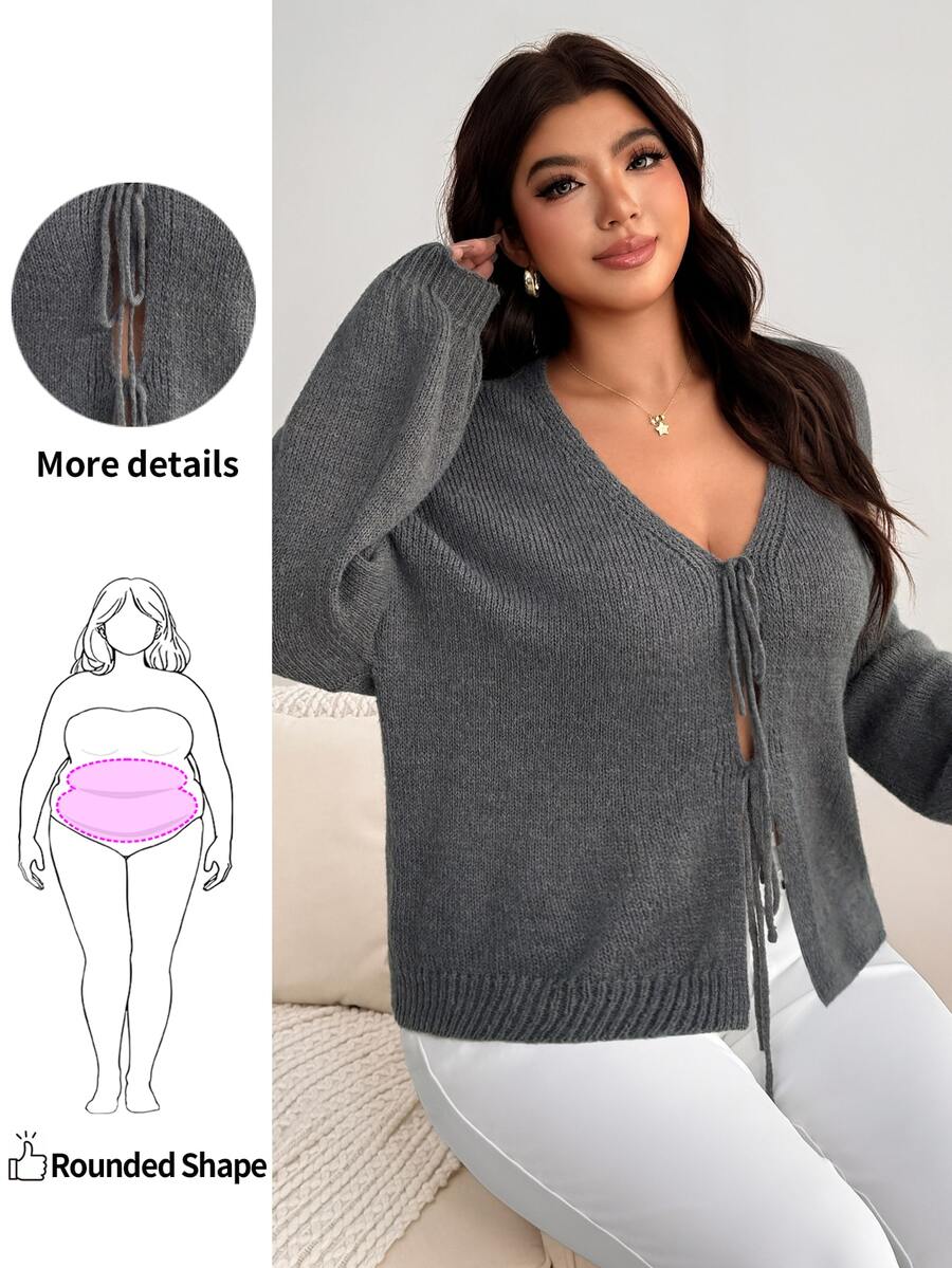Enliva Plus Size Cardigans - Grey - View 1