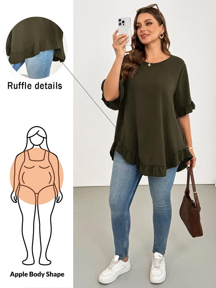 Shapeblank Blusas Extra Grandes - Verde militar - Ver 1