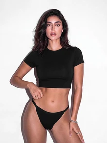 Slayform Slayform Women's Solid Color Daily Fitness Sports Panties - Black - View 2