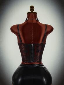 Amplova Halloween Color-Block Lace Top With Sheer Effect, Extremely Sexy, Suitable For Nightclub Parties And Gatherings. - Black - View 5