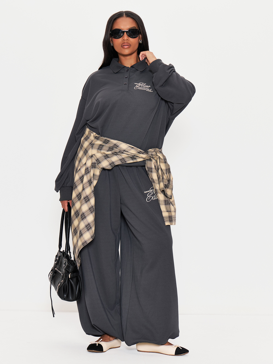 Grey Graphic Long Sleeve Top Winter Autumn Everyday Casual Going Out Weekdaze