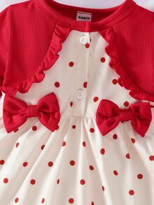 SHEIN Newborn Baby Dresses - Red and White - View 6