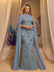 Glamrae Women Plus Formal & Evening Dresses - Dusty Blue - View 7