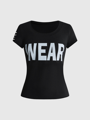 Grunge Punk Women's Letter Print Casual Versatile Daily Short Sleeve T-Shirt
