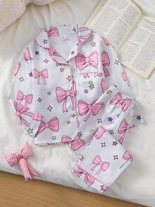 SHEIN بيجامات طفلة صغيرة - وردي - مشاهدة 2