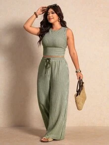 Elaquor Plus Size Co-Ords - Army Green - View 3