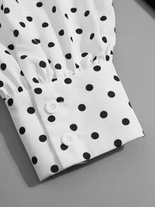 GlowEve CURVE Plus Size Polka Dot Print Shirt & Split Hem Tank Top 2 Pieces Set Fall - Black - View 7