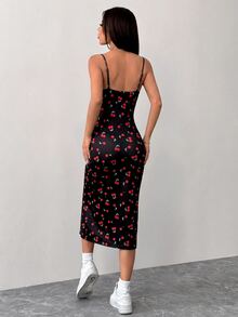 SHEIN PETITE 女士中長連身裙 - 黑色 - 查看 2