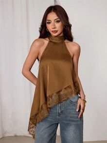SHEIN PETITE 女士上衣 - 駝色 - 查看 8
