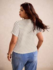 Elaquor Camisetas de Tallas grandes - Caqui - Ver 2