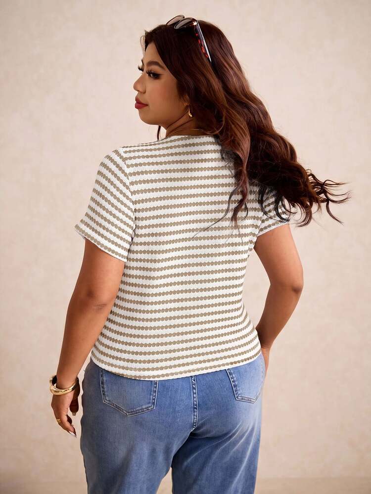Elaquor Camisetas de Tallas grandes - Caqui - Añade 2