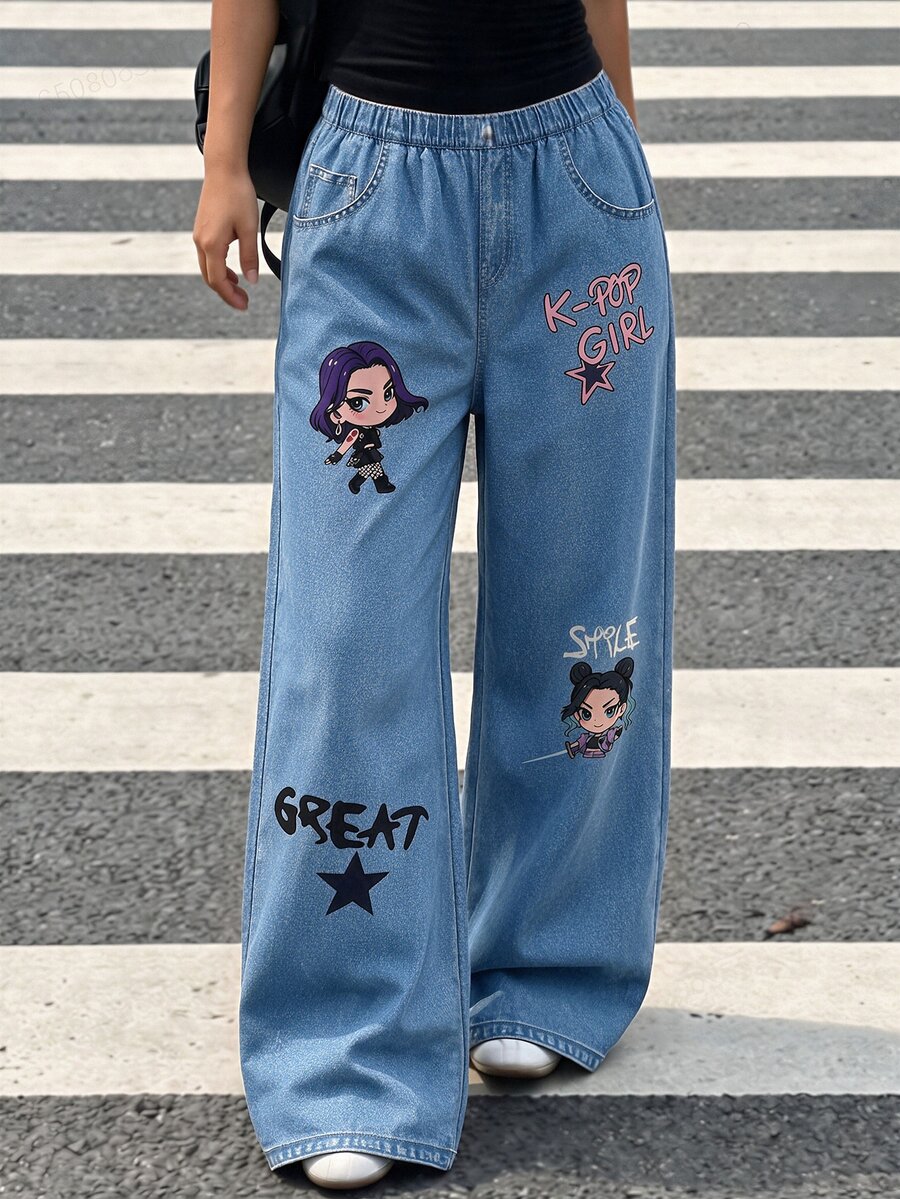 SHEIN Tween Girls Pants - Blue - View 1