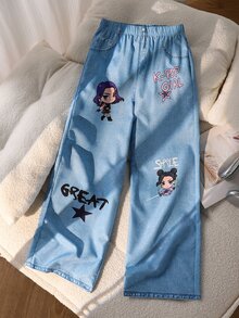 SHEIN Tween Girls Pants - Blue - View 4