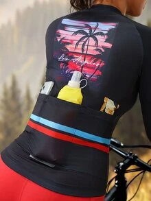 Exploreva Vintage Women's Long Sleeve Cycling Jersey - Black - View 7