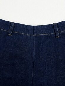 Elenzga High Waist Wide Leg Jeans Without Belt - Dark Wash - View 6