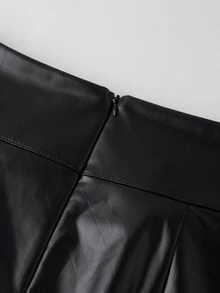 SHEIN Clasi 緞面襯衫領收腰 PU 優雅時尚洋裝 - 摩卡棕 - 查看 5