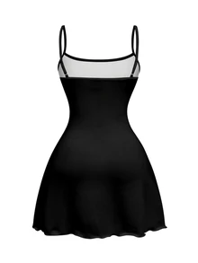 ROMWE Goth Gambar Grafis Gaun Cami - Hitam - View 2
