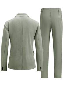 Manfinity Mode Men 1pc Solid Blazer & 1pc Suit Pants - Green - View 2