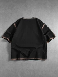 ROMWE MEN Street Life Men Letter Figure Graphic Washed Tee - Black - View 3