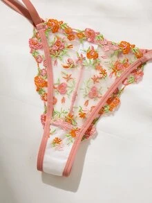 SHEIN 女款 2 件組愛心水鑽裝飾刺繡內衣套裝 - 彩色 - 查看 7