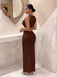 Slaydiva 女式長裙 - 鏽棕色 - 查看 2