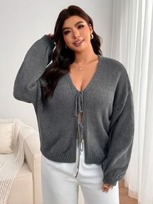 Enliva Plus Size Cardigans - Grey - View 5