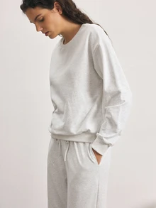 Ocili Solid Drop Shoulder Lounge Top - Light Grey - View 5