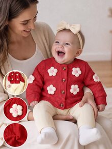 SHEIN Newborn Baby Sets - Red - View 7