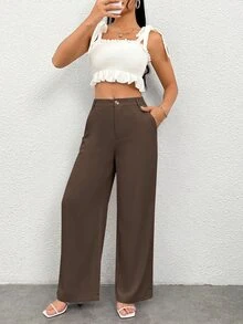 SHEIN PETITE 女士長褲 - 可可 - 查看 6