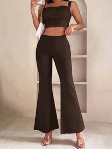 SHEIN PETITE Women Pants - Brown - View 4